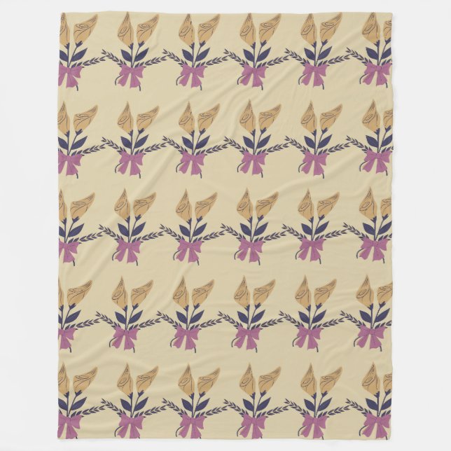 Couverture Polaire Motif de bouquet de fleurs de ruban (Devant)