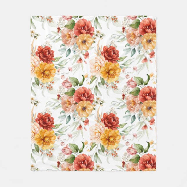 Couverture Polaire Motif de bouquet de fleurs Red Peony (Devant)