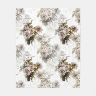 Couverture Polaire Motif de bouquet gris rose rose doux