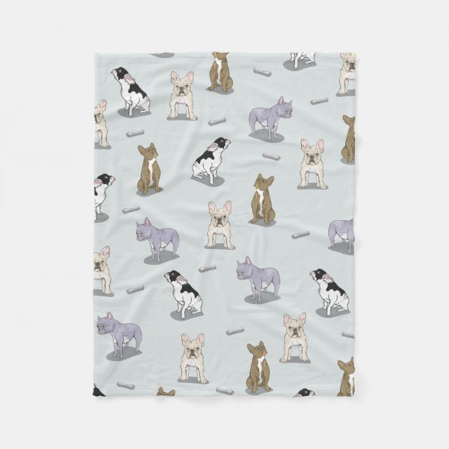 Couverture Polaire Motif de bulldog français (Devant)