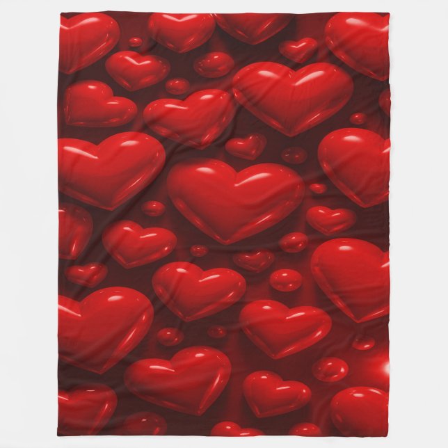 Couverture Polaire Motif de bulle Red Hearts (Devant)