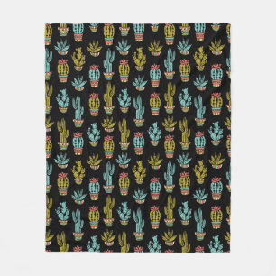 Couverture Polaire Motif de cactus de grunge foncé