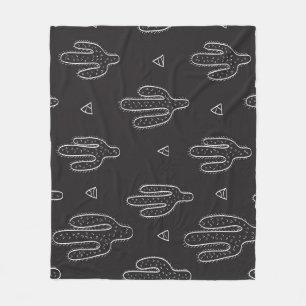 Couverture Polaire Motif de cactus noir à main