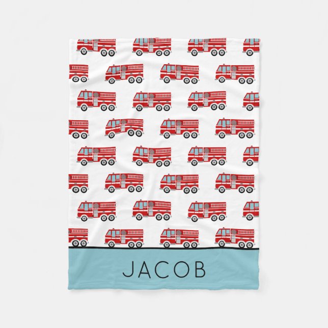 Couverture Polaire Motif de camion-feu moderne garçon personnalisé (Devant)