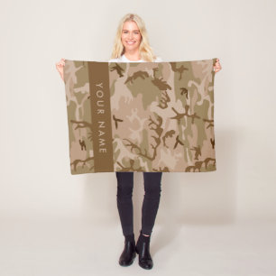 Couverture Polaire Motif de camouflage du désert, Votre nom, Personna