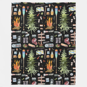 Couverture Polaire Motif de camping agréable  Illustrations d'aquarel