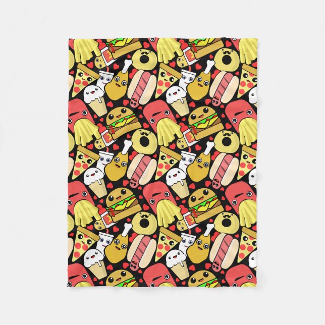 Couverture Polaire Motif de caractères de nourriture de Kawaii (Devant)