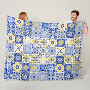 Couverture Polaire Motif de carreaux portugais