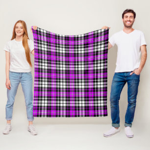 Couverture Polaire Motif de carreaux Tartan à carreaux noir blanc vio