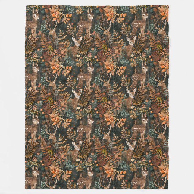 Couverture Polaire Motif de cerfs bruns mignons (Devant)