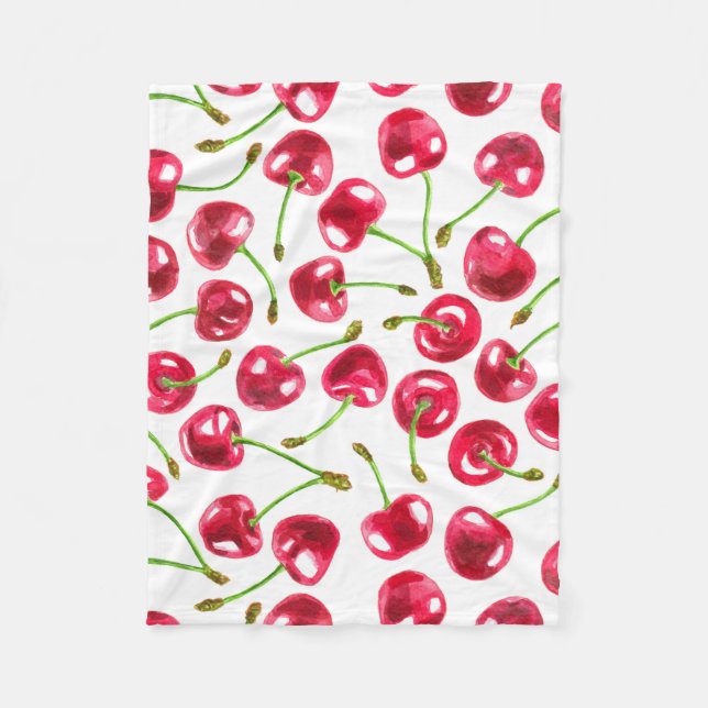 Couverture Polaire Motif de cerises d'aquarelle (Devant)