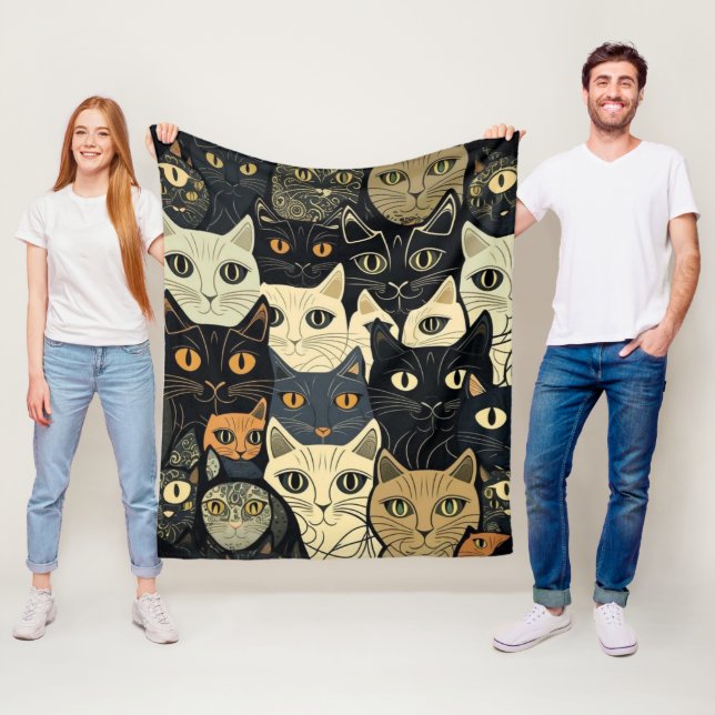 Couverture Polaire Motif de chat Artsy (En situation)