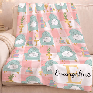 Couverture Polaire Motif de chat esthétique cosy personnalisé fille r