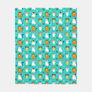 Couverture Polaire Motif de chat mignon avec des chats colorés et des