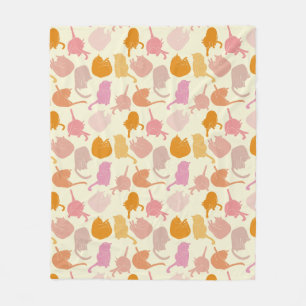 Couverture Polaire Motif de chat rose orange