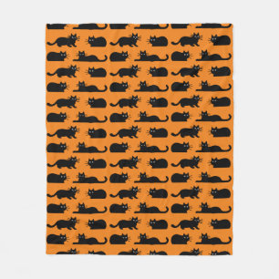 Couverture Polaire Motif de chats noirs Kitties Black et Orange