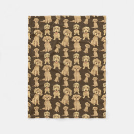 Couverture Polaire Motif de chien Brown labradoodle doré dessin