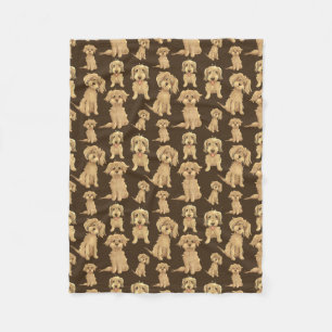 Couverture Polaire Motif de chien Brown labradoodle doré dessin
