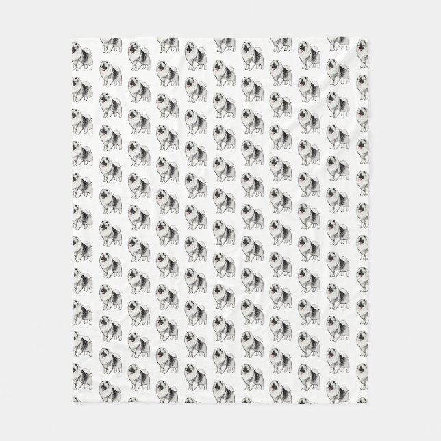 Couverture Polaire Motif de chien de bande dessinée de Keeshond (Devant)