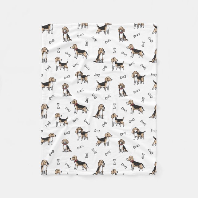 Couverture Polaire motif de chiens Beagles (Devant)
