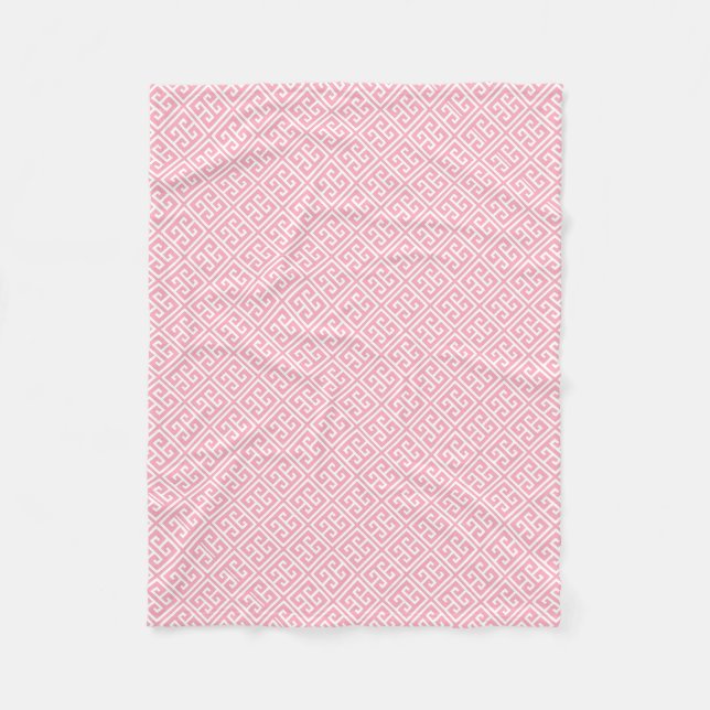 Couverture Polaire Motif de clé grecque rose (Devant)