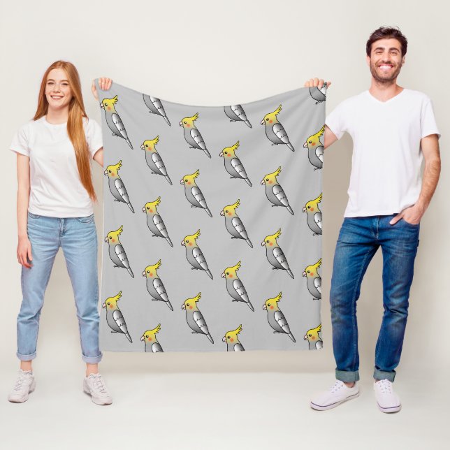 Couverture Polaire Motif de Cockatiel Gray Cartoon (En situation)