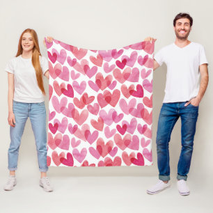 Couverture Polaire Motif de coeur aquarelle