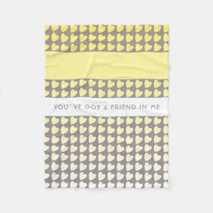 Couverture Polaire Motif de coeur gris jaune Vous avez un ami