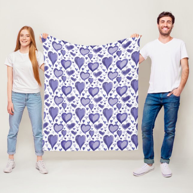 Couverture Polaire Motif de coeur violet Dessin Saint Valentin (En situation)