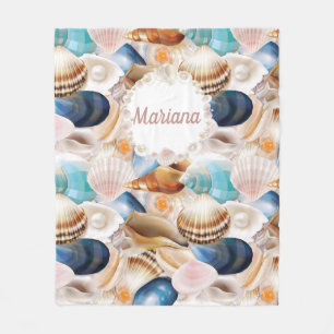 Couverture Polaire Motif de coquillages personnalisés