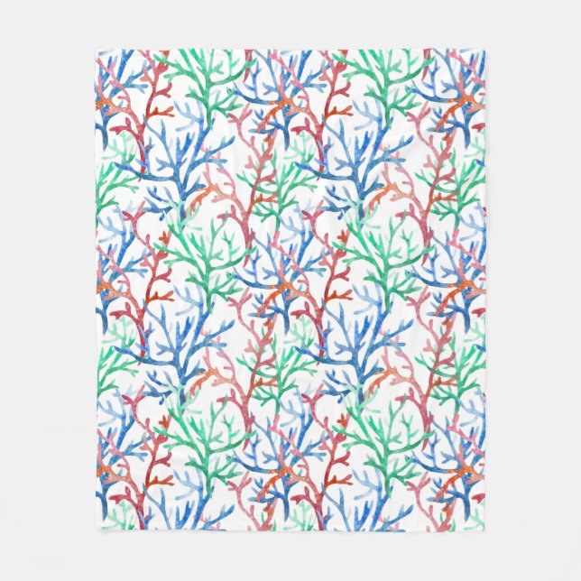 Couverture Polaire Motif de corail d'aquarelle (Devant)
