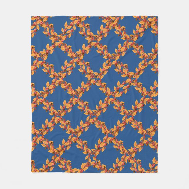 Couverture Polaire Motif de couronnes d'automne de la récolte Blanche (Devant)