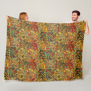 Couverture Polaire Motif de courtepointe géométrique (aztèque, maya,