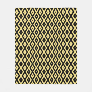 Couverture Polaire Motif de diamant jaune citron et noir