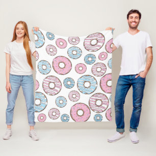 Couverture Polaire Motif De Donuts, Donuts Roses, Donuts Bleus