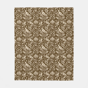 Couverture Polaire Motif de faisan et lièvre, Brown et beige