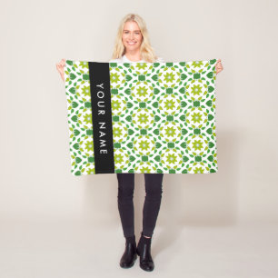 Couverture Polaire Motif de feuille, feuilles vertes, votre nom