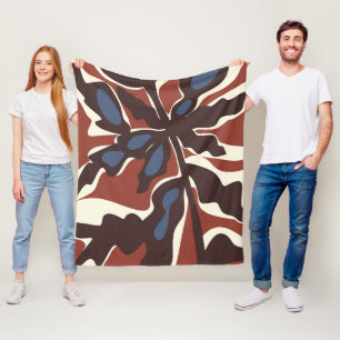 Couverture Polaire Motif de feuille rétro abstrait