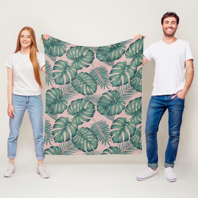 Couverture Polaire Motif de feuille tropicale (En situation)