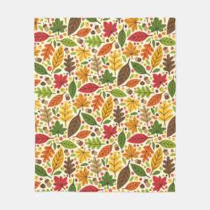 Couverture Polaire Motif de feuilles d'automne colorées et de glands