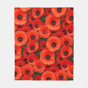 Couverture Polaire Motif de fleur de pavot