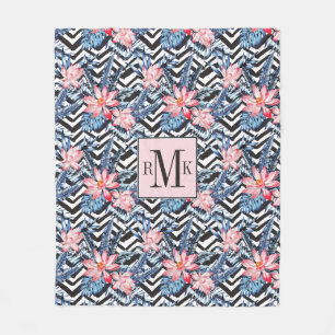 Couverture Polaire Motif de fleur tropical de Lotus