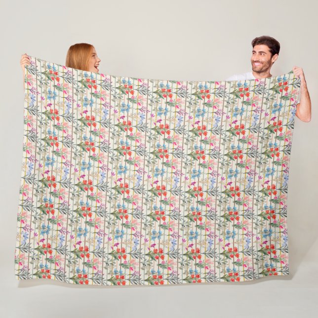 Couverture Polaire Motif de fleurs d'aquarelle moderne (En situation)