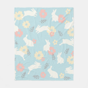 Couverture Polaire Motif de fleurs de lapins mignons