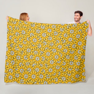 Couverture Polaire Motif de fleurs jaune vif ensoleillé
