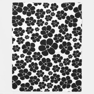Couverture Polaire Motif de fleurs - noir et blanc