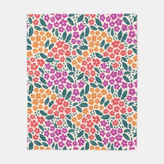 Couverture Polaire Motif de fleurs rose & orange & rouge