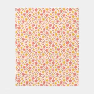 Couverture Polaire Motif de fleurs roses et jaunes