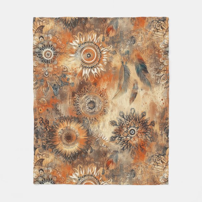 Couverture Polaire Motif de fleurs rustiques (Devant)