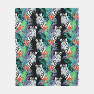 Couverture Polaire Motif De Fleurs Zébrées Et Exotiques